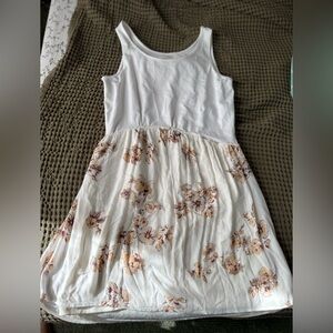 L.L. Bean White Dress with Floral Accents